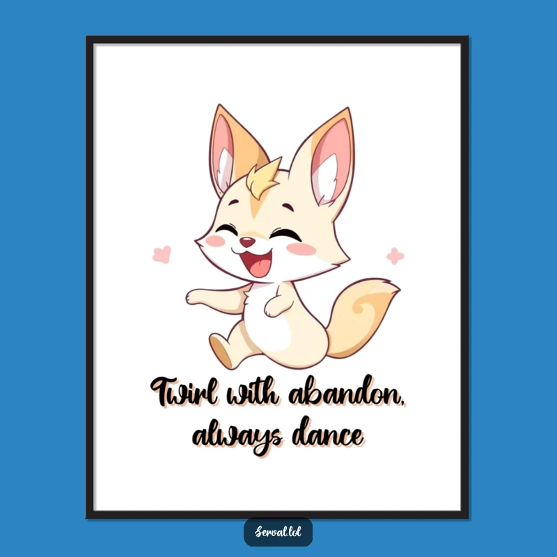 Serval Wall Art: Twirling Joy - Funny Free Printable Downloadable Decor