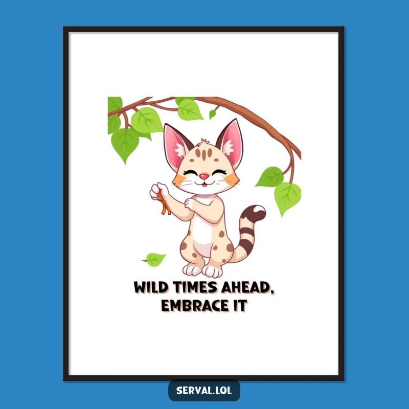 Serval Wall Art: Playful Batting Vine - Funny Free Printable Downloadable Decor