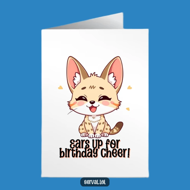 Free Printable Joyful Serval Listening Birthday Card - Happy Downloadable Gift