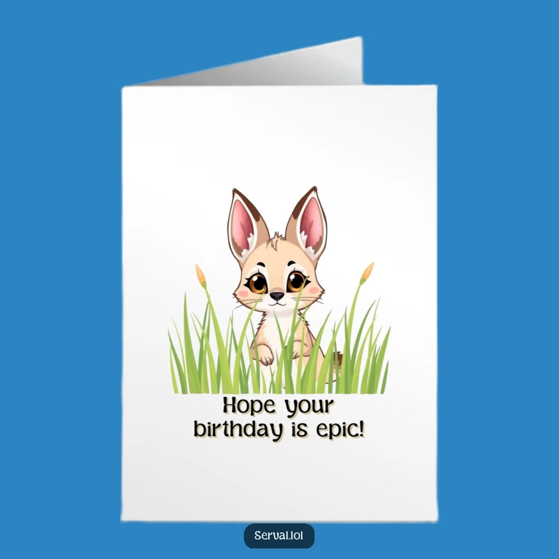 Free Printable Birthday Card: Curious Serval Peeking Digital Download Gift