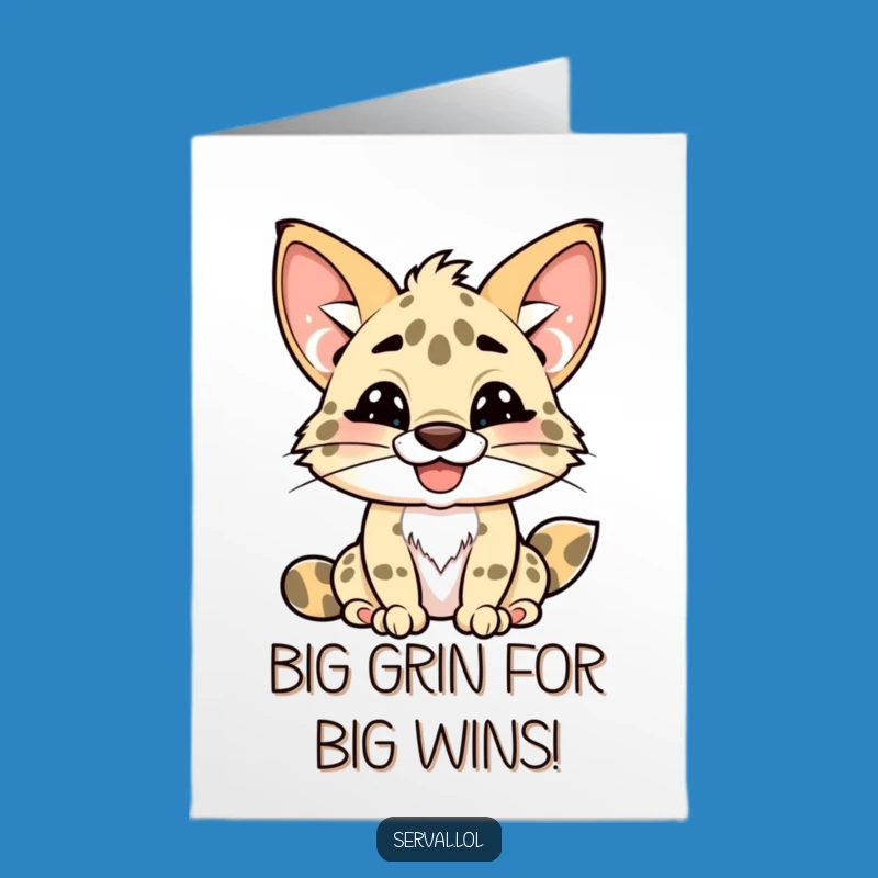 Free Printable Serval Con-GRIN-tulations Card - Playful Cat Grin for Success