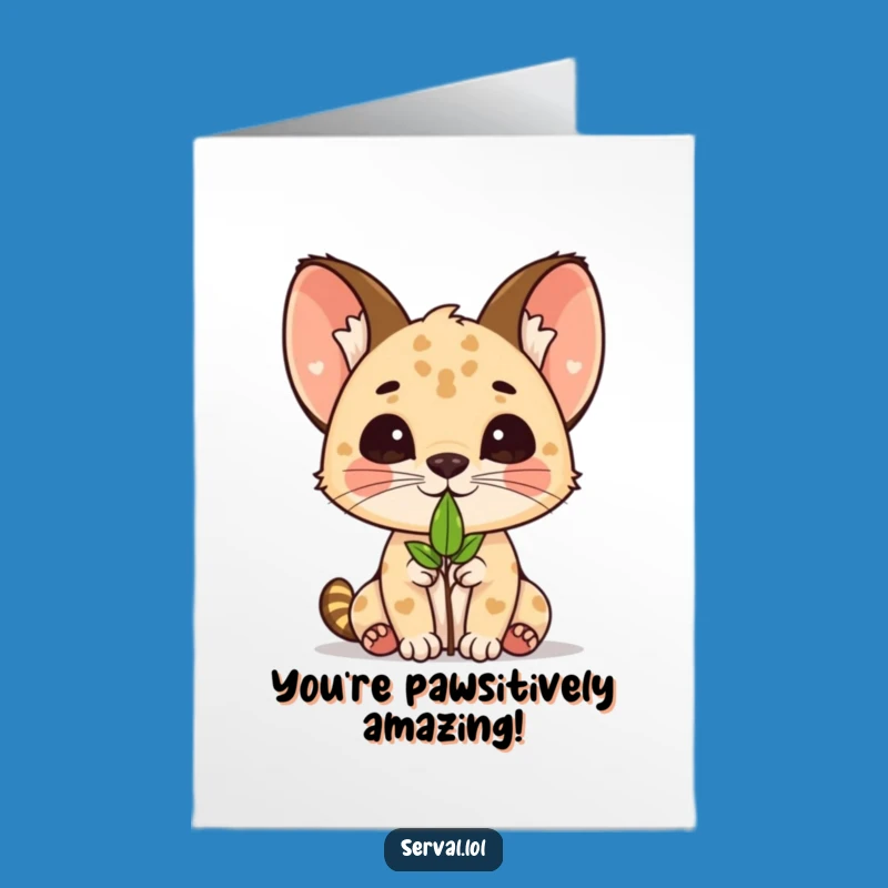 Kawaii Serval Leaf Balance Free Printable Congrats Card - Sweet Download