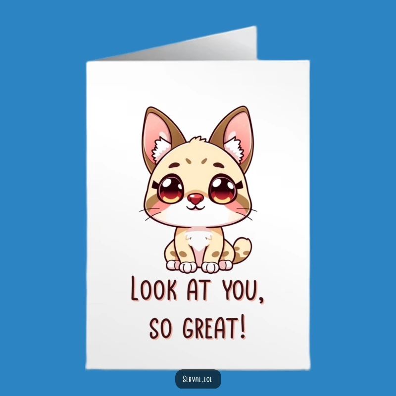 Free Printable Serval Congrats Card: Wide-Eyed Wonder Downloadable