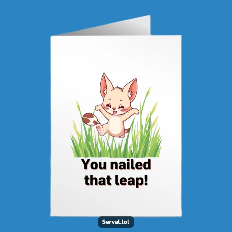 Joyful Free Printable Congratulations Card: Serval Celebration Leap, Downloadable & Print at Home