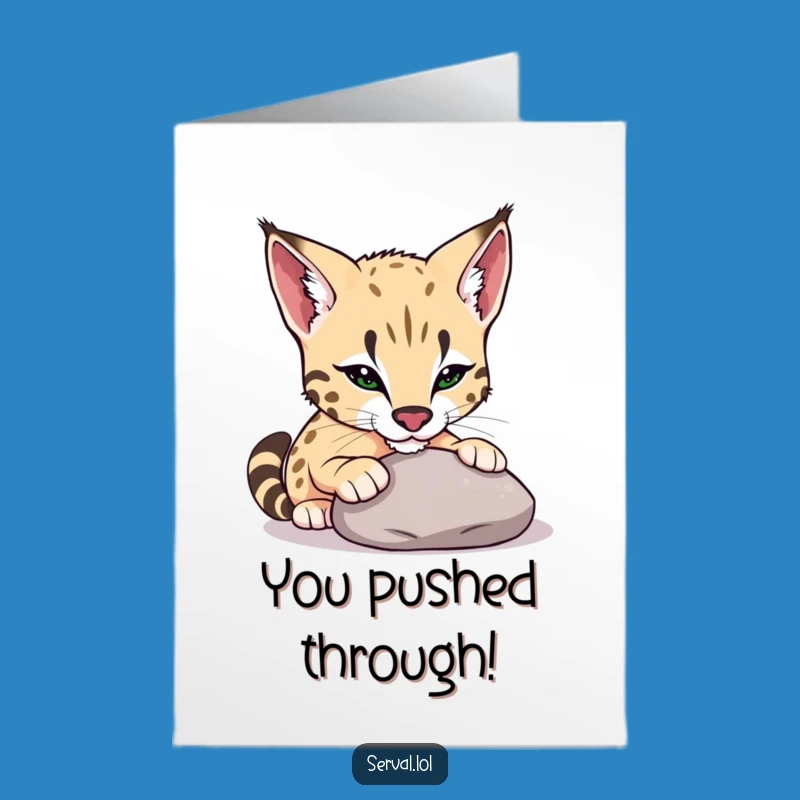Free Printable Congrats Card: Serval Pebble Play, Whimsical Downloadable Celebration