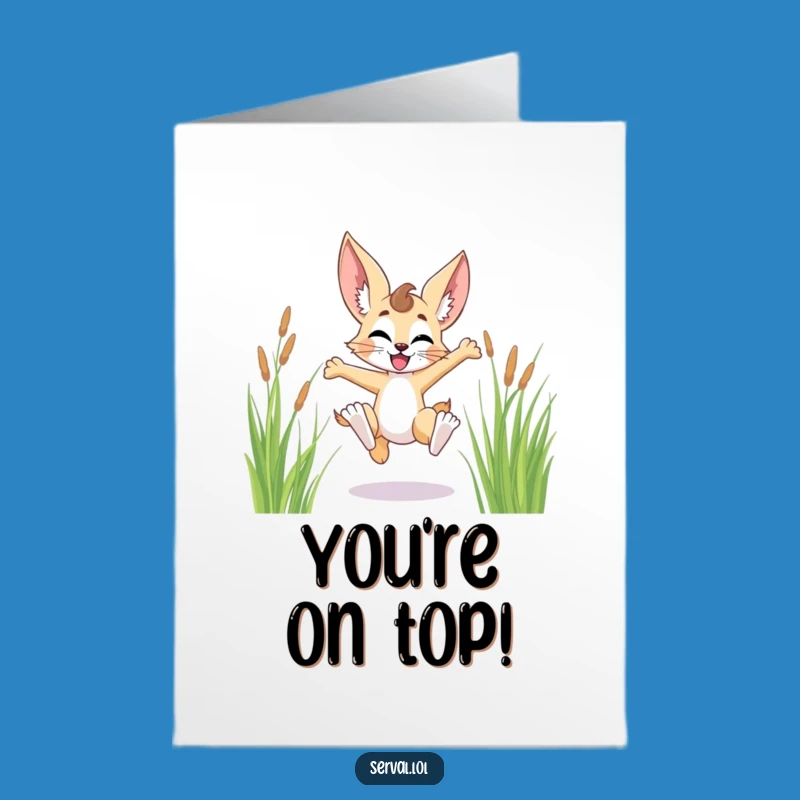 Free Printable Serval Congrats Card: Joyful Leap for Triumphant Moments