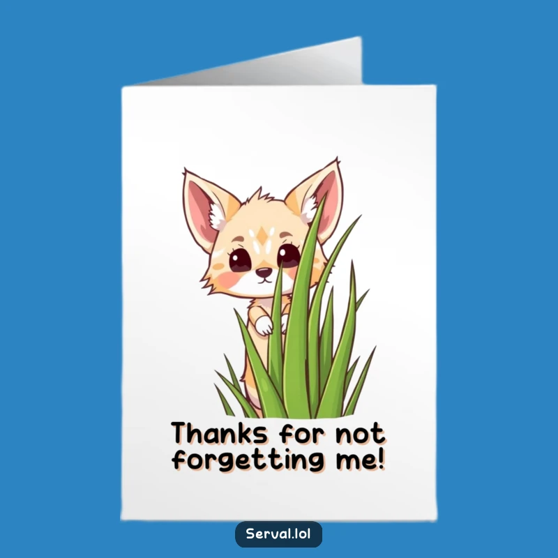Free Printable Thank You Card: Funny Kawaii Serval Peeking, Downloadable Gratitude!