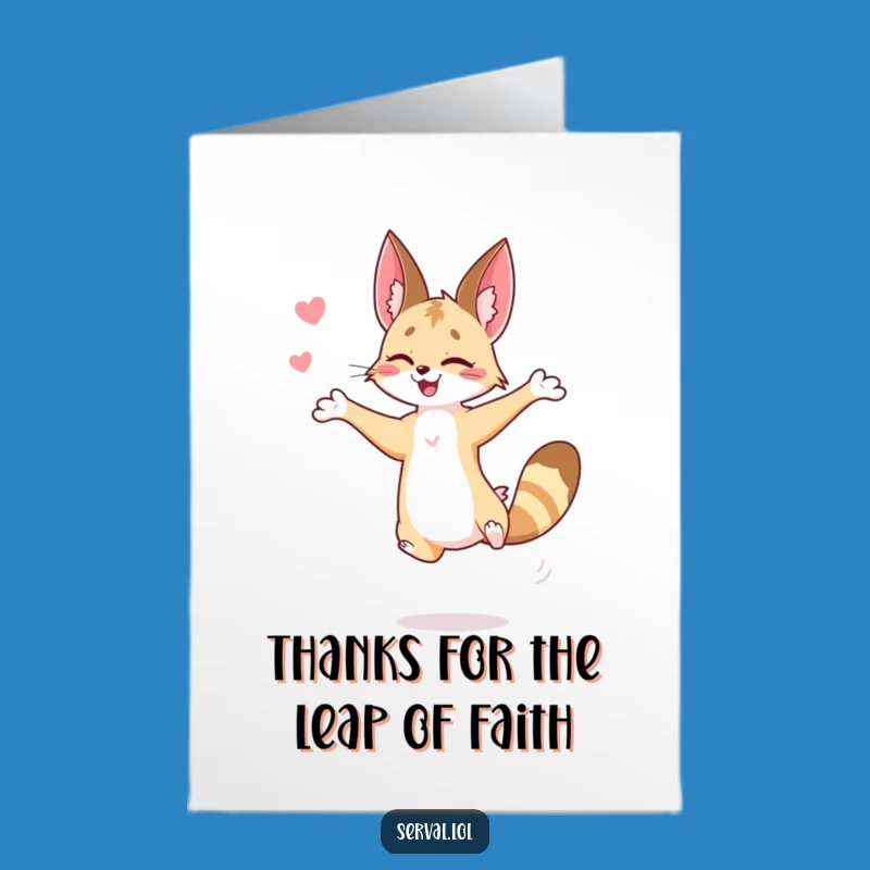 Free Printable Thank You Card: Jumping Serval, Funny DIY Downloadable Gift