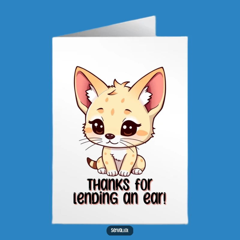 Free Printable Serval Thank You Card - Cute Kawaii Cat Expressing Gratitude