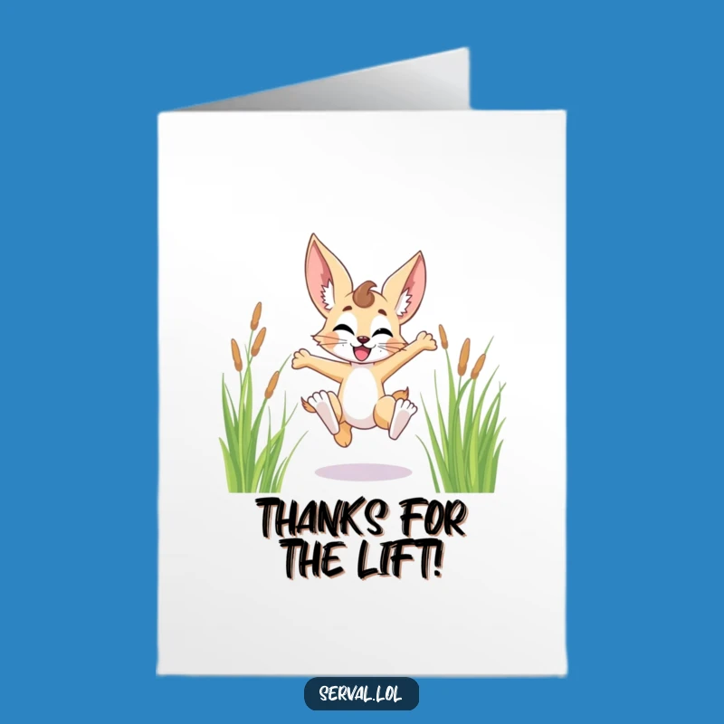 Free Printable Thank You Serval Card: Joyful Leap, A Grateful Spirit