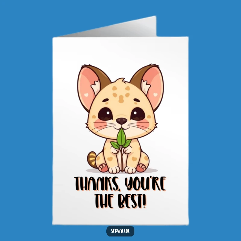 Kawaii Serval Leaf Balance Free Printable Thank You Card - Cute Download