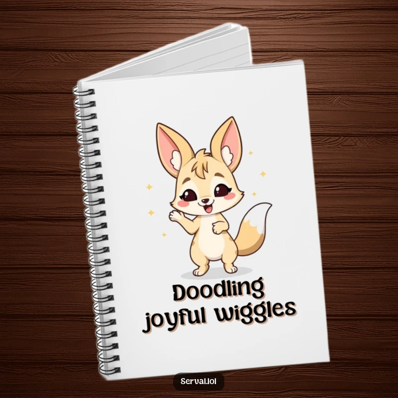 Funny Serval Notebook: A serval doing a happy wiggle dance, perfect for capturing joyful thoughts.