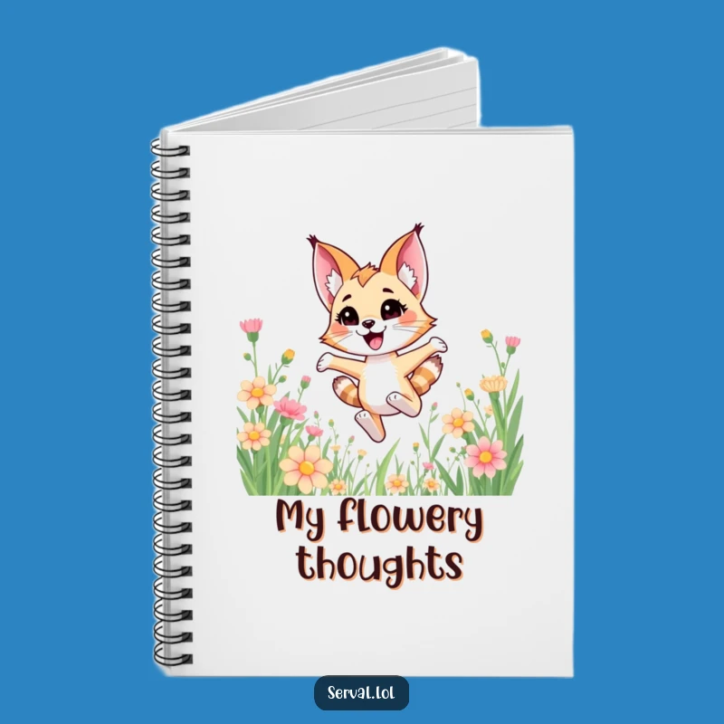 Funny Kawaii Serval Flower Bound Notebook - Jot Down Happy Thoughts