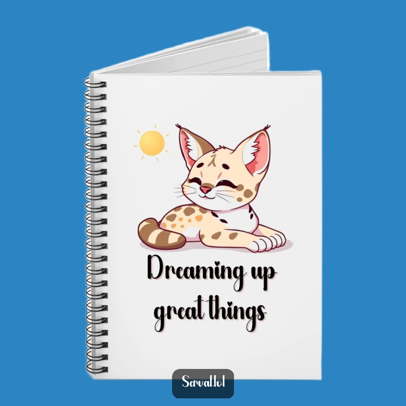 Funny Serval Morning Stretch Notebook: Jot Down Calm Thoughts, Perfect Funny Gift for Reflection