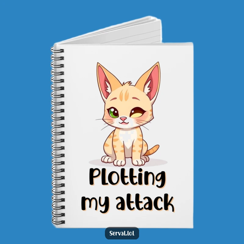 Funny Serval Cat Notebook - Playful Wild Cat Journal Gift
