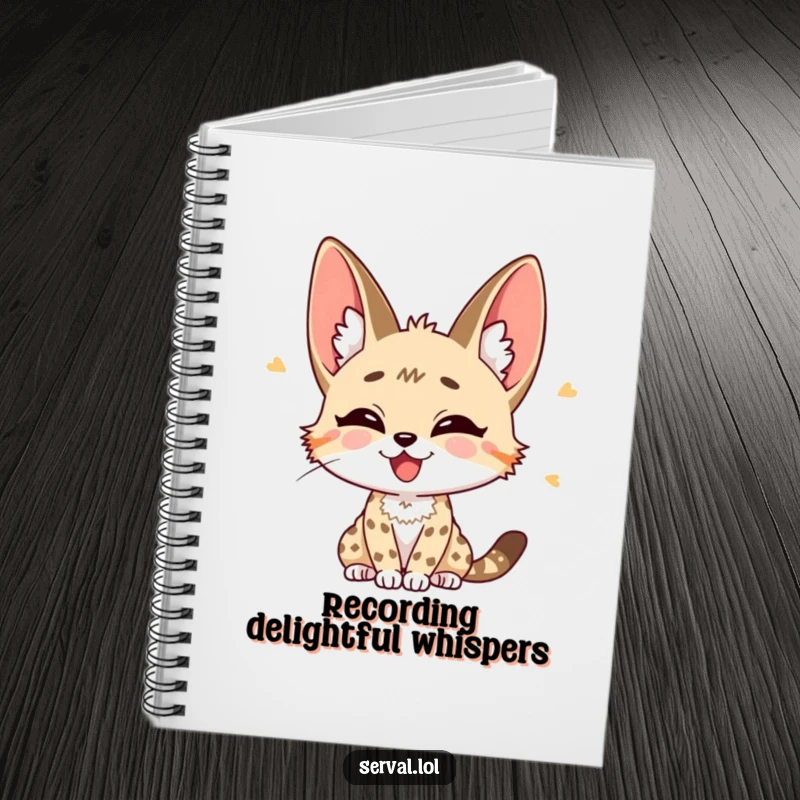 Funny Serval Notebook: A serval with perked ears listening intently with joy, ideal for jotting down notes.