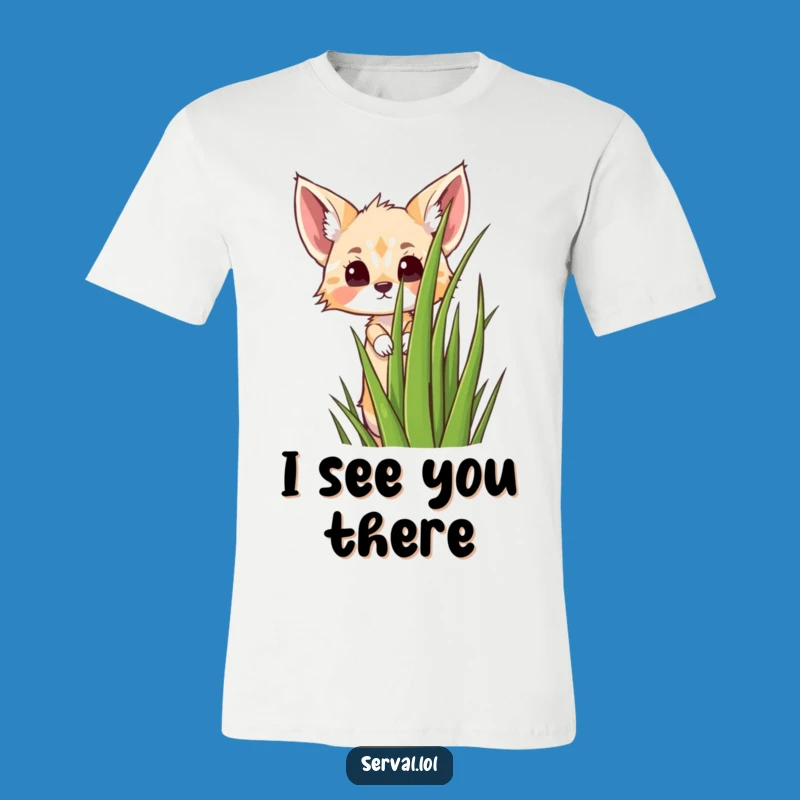 Funny Kawaii Serval Peeking T-Shirt - Cute & Humorous Cat Tee