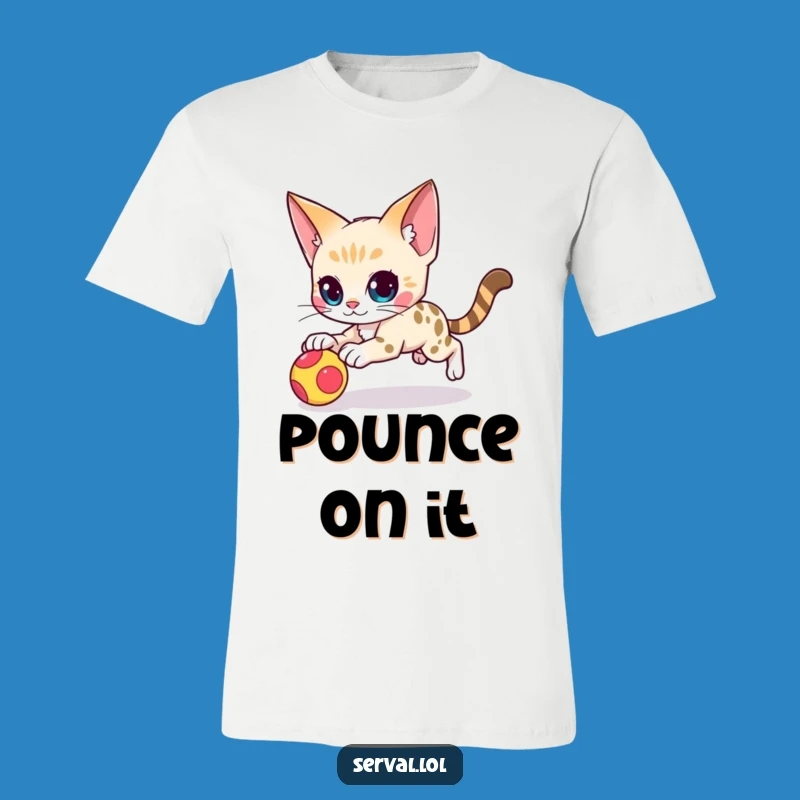 Funny Serval Pounce T-Shirt: Agile Cat Tee for a Playful Gift