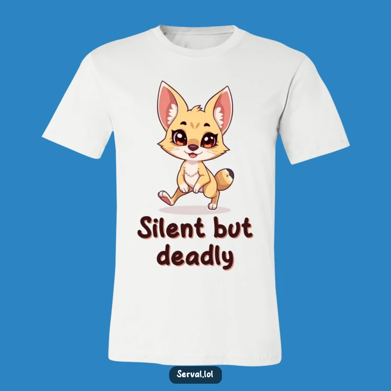 Funny Serval Tiptoe T-Shirt: Comical Stealthy Cat Tee, Hilarious Animal Lover Gift