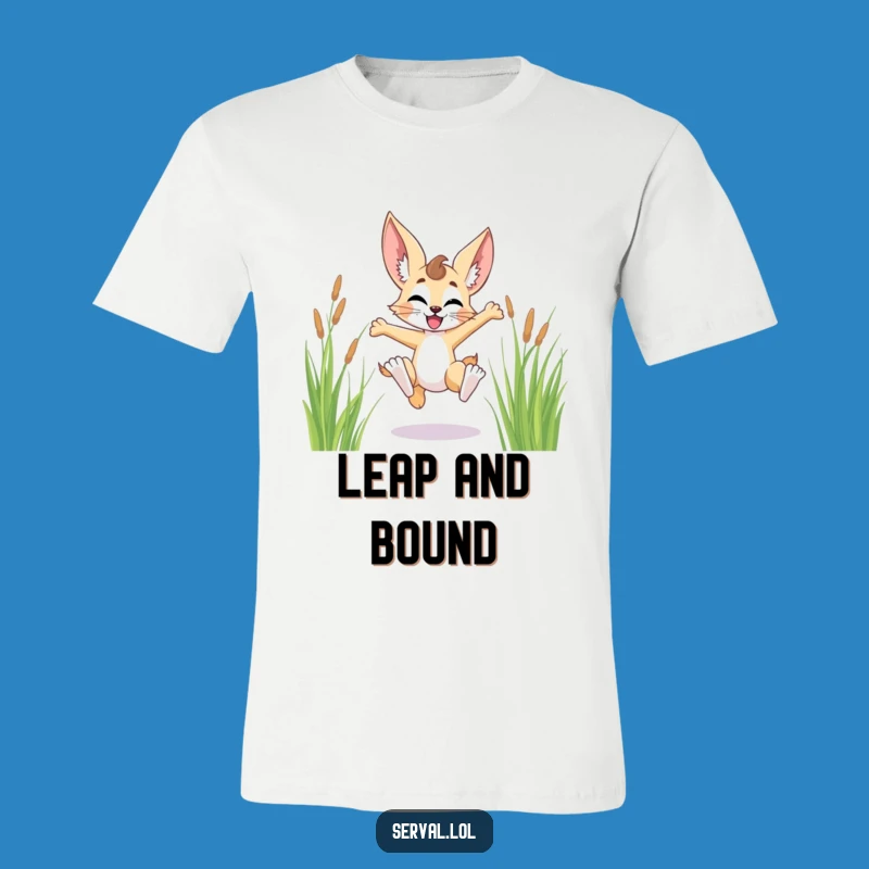 Funny Serval Leaping Grass T-Shirt - Express Your Wild Freedom