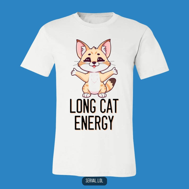 Funny Serval Stretching T-Shirt: Express Your Lazy Mood with This Comfy Funny Gift