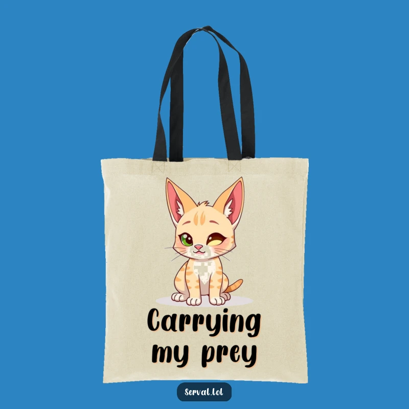 Funny Serval Cat Tote Bag - Playful Wild Cat Carry-All Gift
