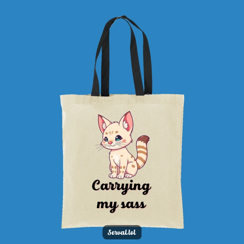 Funny Serval Tail Wiggle Tote Bag - Hilarious & Practical Cat Gift!
