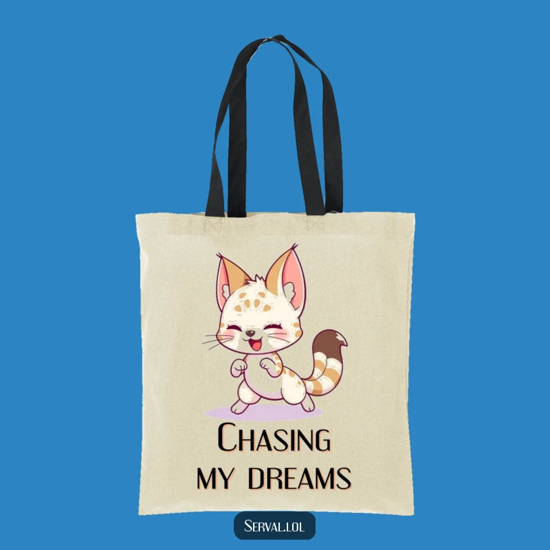 Funny Serval Tail Chase Tote Bag: Carry Your Playfulness