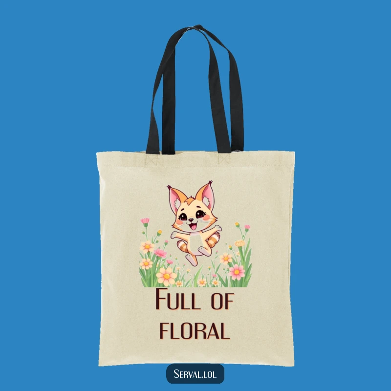 Funny Kawaii Serval Flower Bound Tote Bag - Carry Your Joy