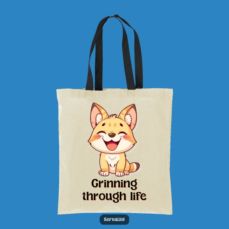 Funny Kawaii Serval Grin Tote Bag - Carry Your Cheer
