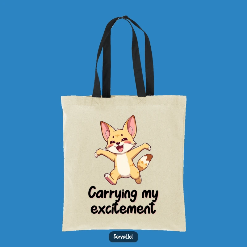 Funny Serval Joyful Leap Tote Bag: Stylish & Hilarious Gift