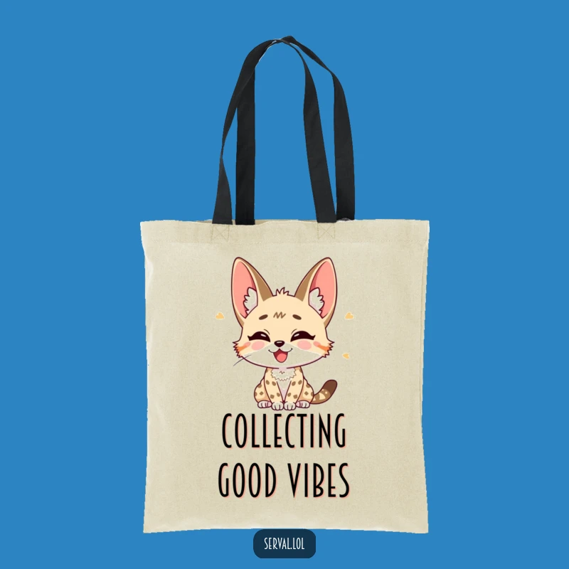 Funny Serval Listening Tote Bag: Stylish Perked Ears Cat Accessory, Joyful Gift
