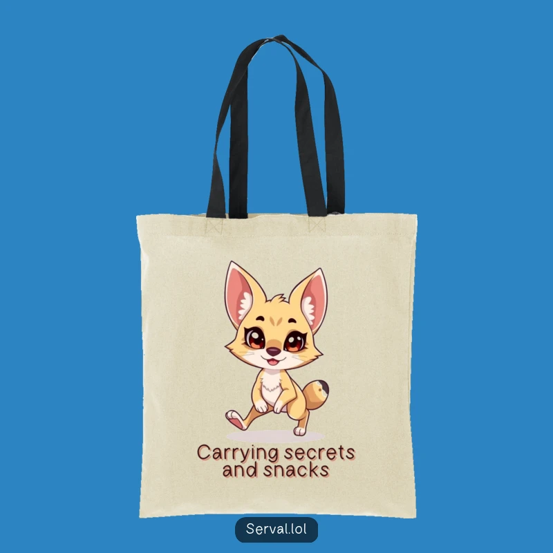 Funny Serval Tiptoe Tote Bag: Chic & Comical Stealthy Cat Accessory, Joyful Gift