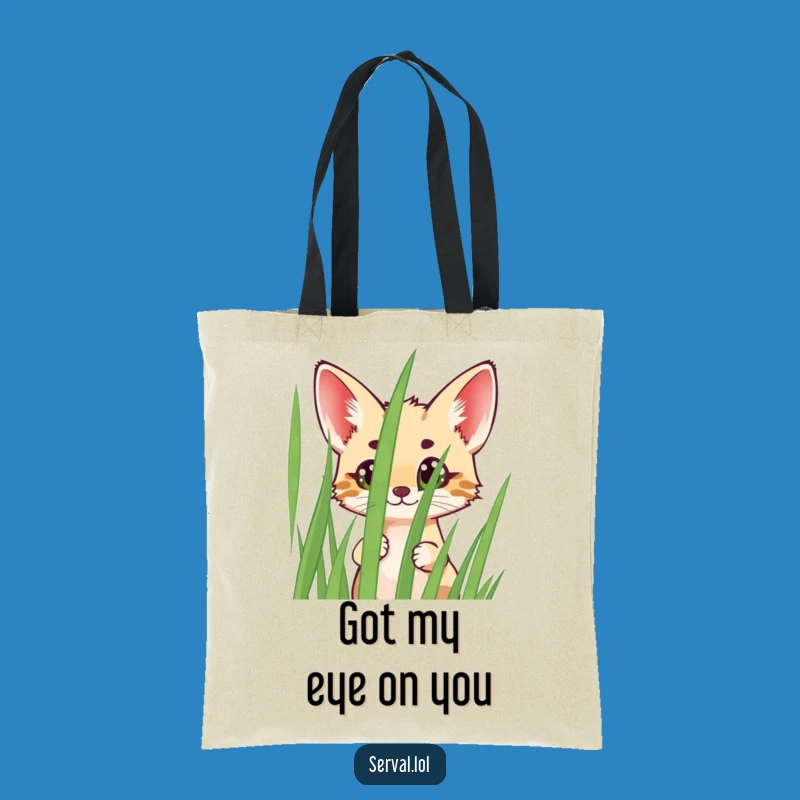Funny Serval Peeking Tote Bag: Spacious Wild Cat Carry-All, Ideal Funny Gift