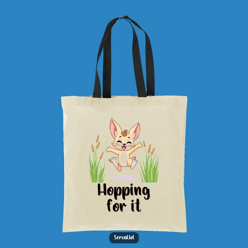 Funny Serval Leaping Grass Tote Bag - Carry Your Joyful Spirit