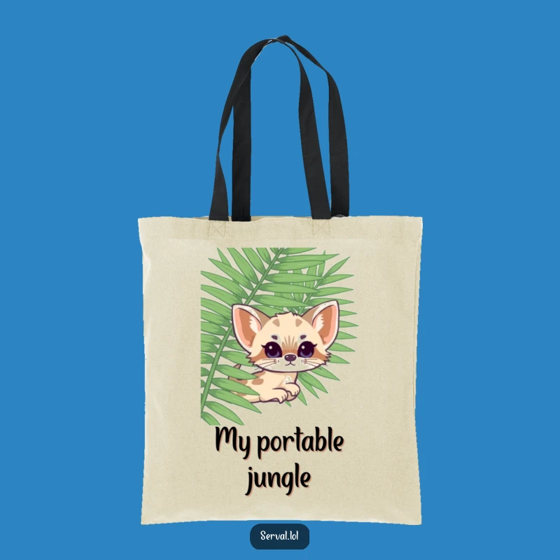 Funny Kawaii Serval Fern Peek Tote Bag: Carry Your Essentials with Cute Charm